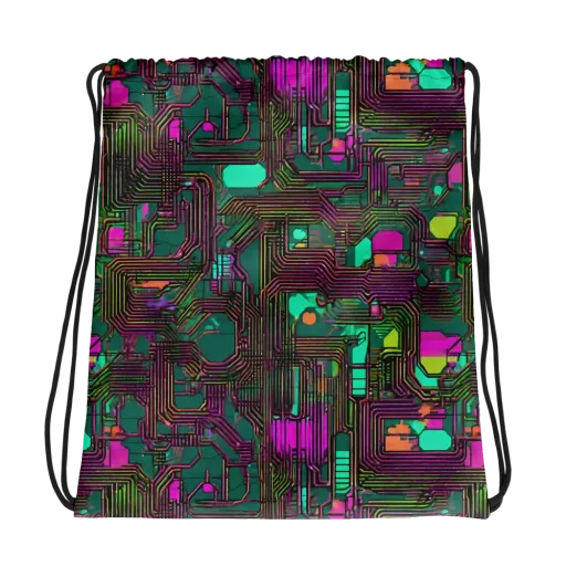 Neon Circuit on a Drawstring Bag
