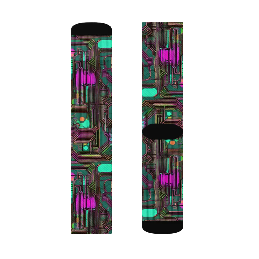 Neon Circuit on Socks — Right Sock