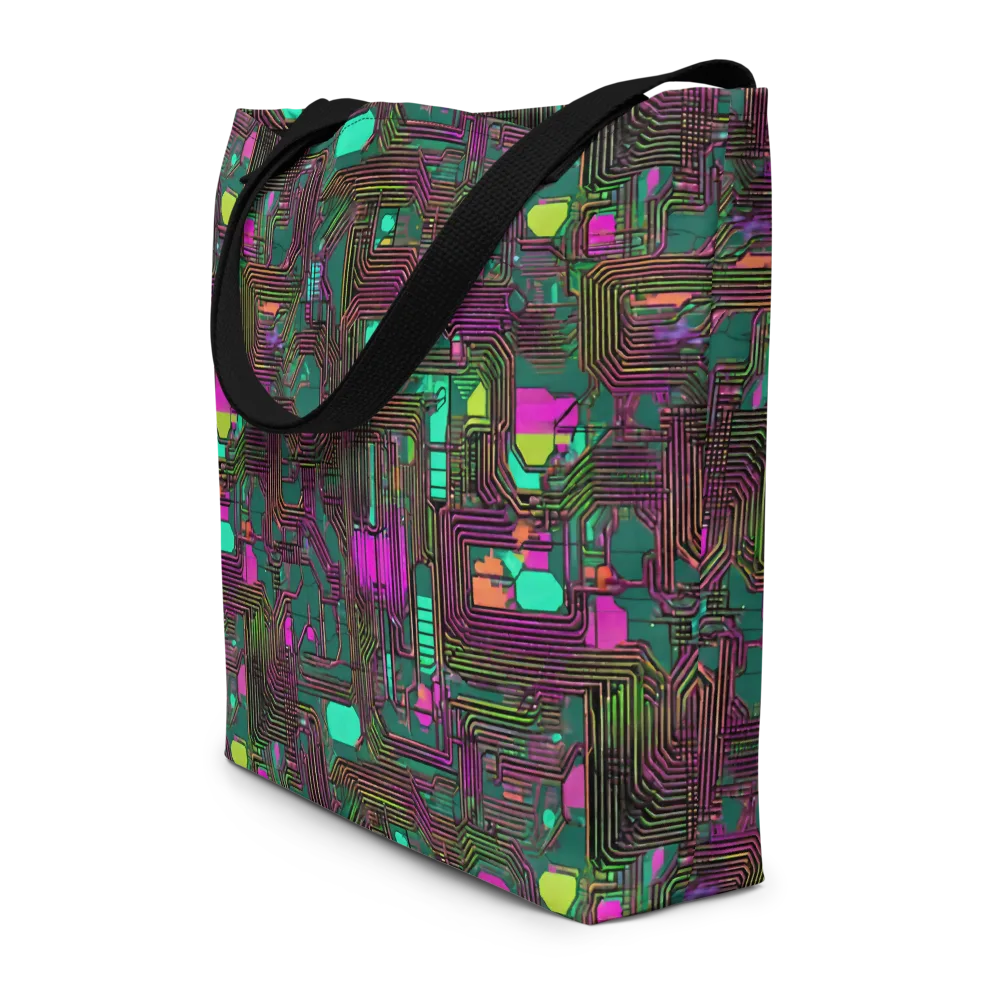 Neon Circuit on Large Tote Bag W/ Pocket — Front
