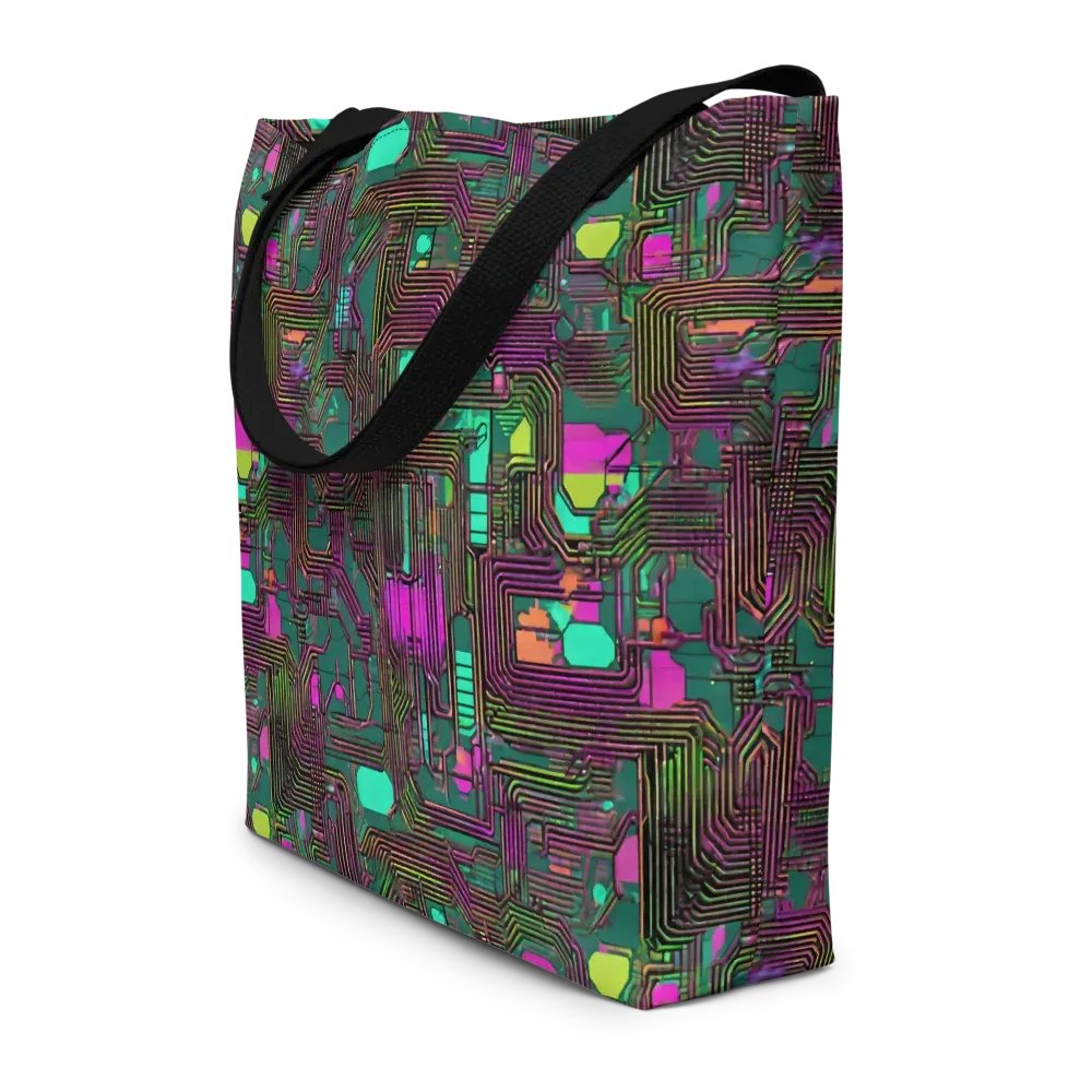 Neon Circuit on Large Tote Bag W/ Pocket — Front