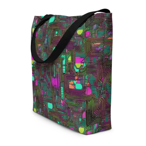 Neon Circuit on a Large Tote Bag W/ Pocket