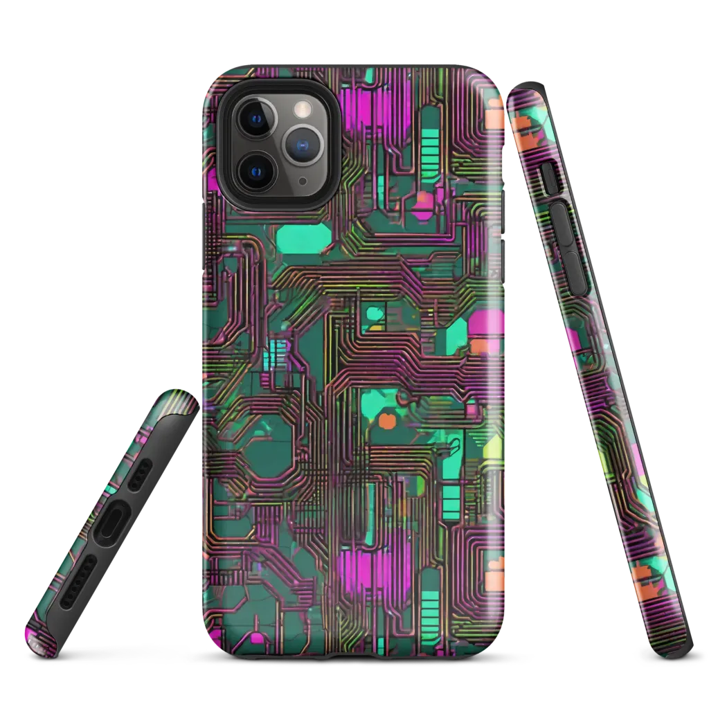 Neon Circuit on Tough Case for iPhone® — Front