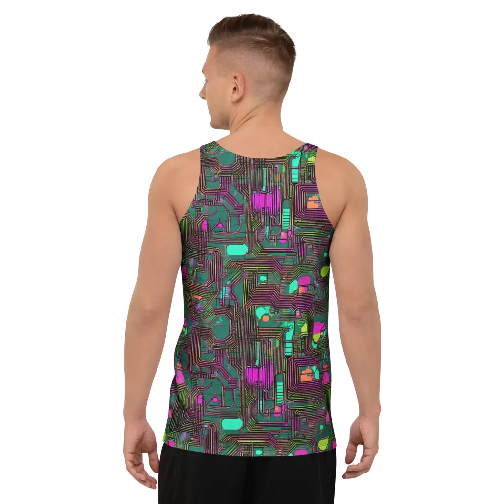 Neon Circuit on Men's Tank Top — Back