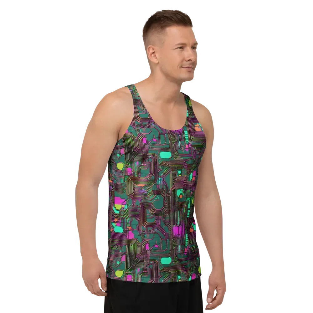 Neon Circuit on Men's Tank Top — Right Front