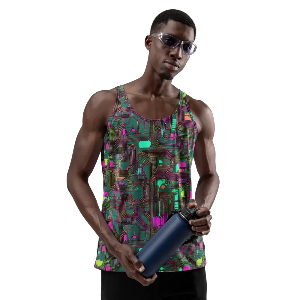 Neon Circuit on Men's Tank Top — Front