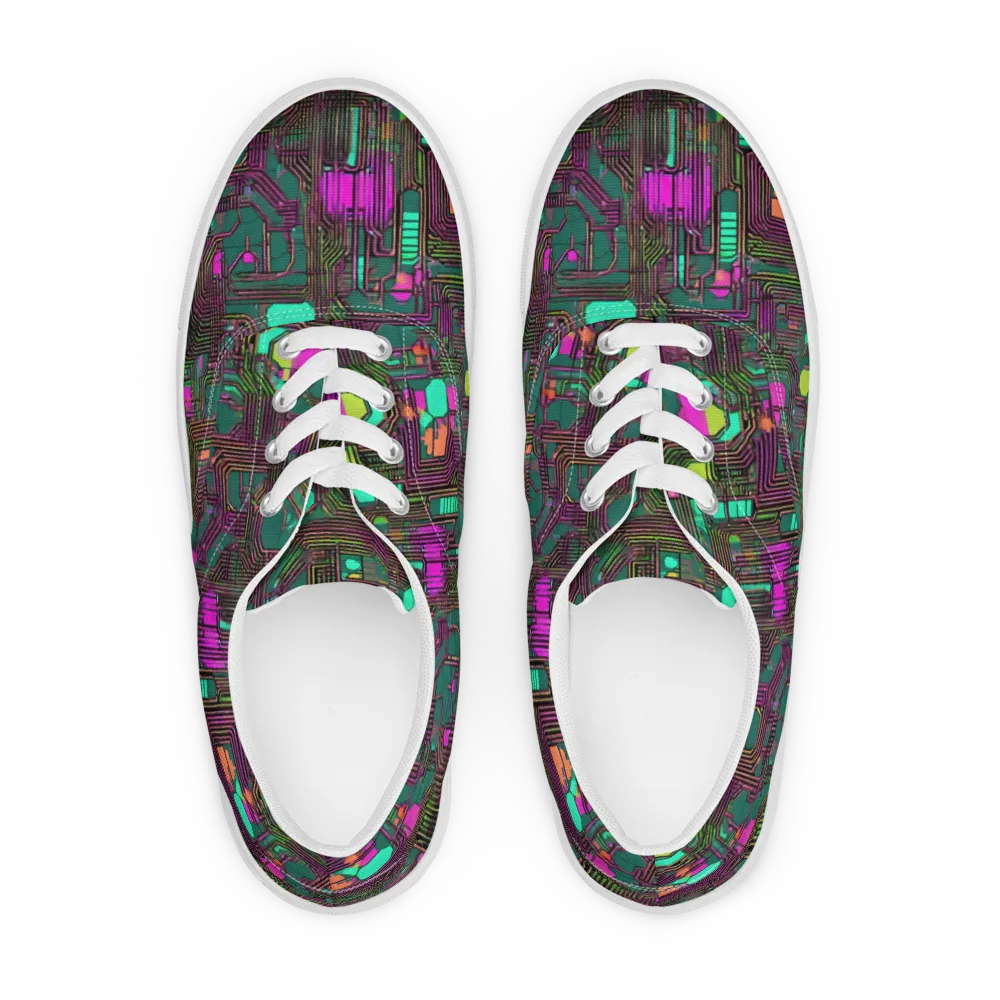 Neon Circuit on Men's Lace-Up Canvas Shoes — Front