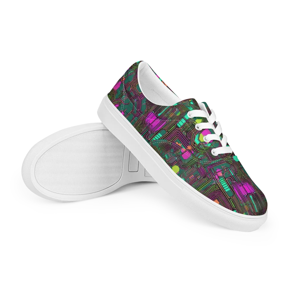Neon Circuit on Men's Lace-Up Canvas Shoes — Right Front