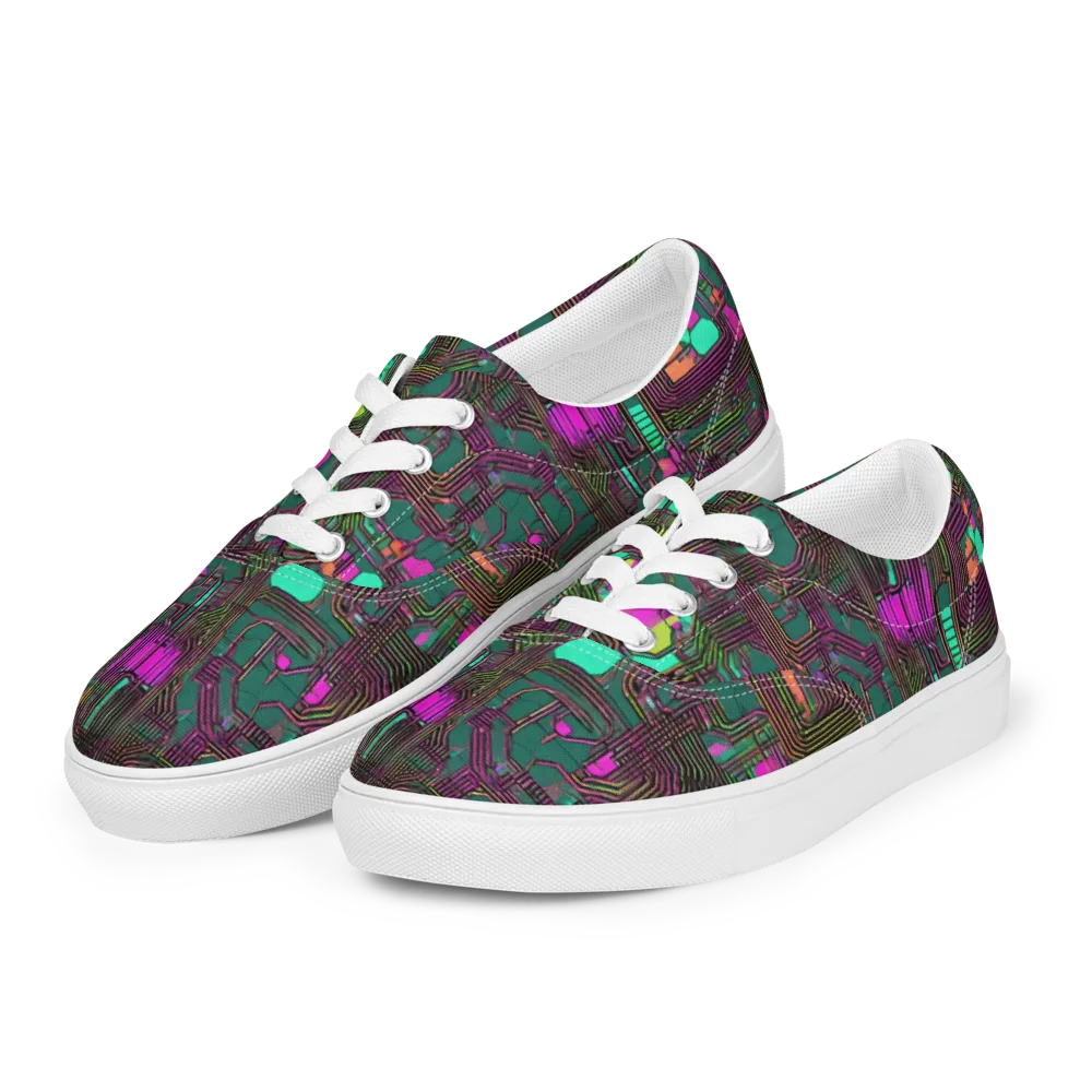 Neon Circuit on Men's Lace-Up Canvas Shoes — Left Front