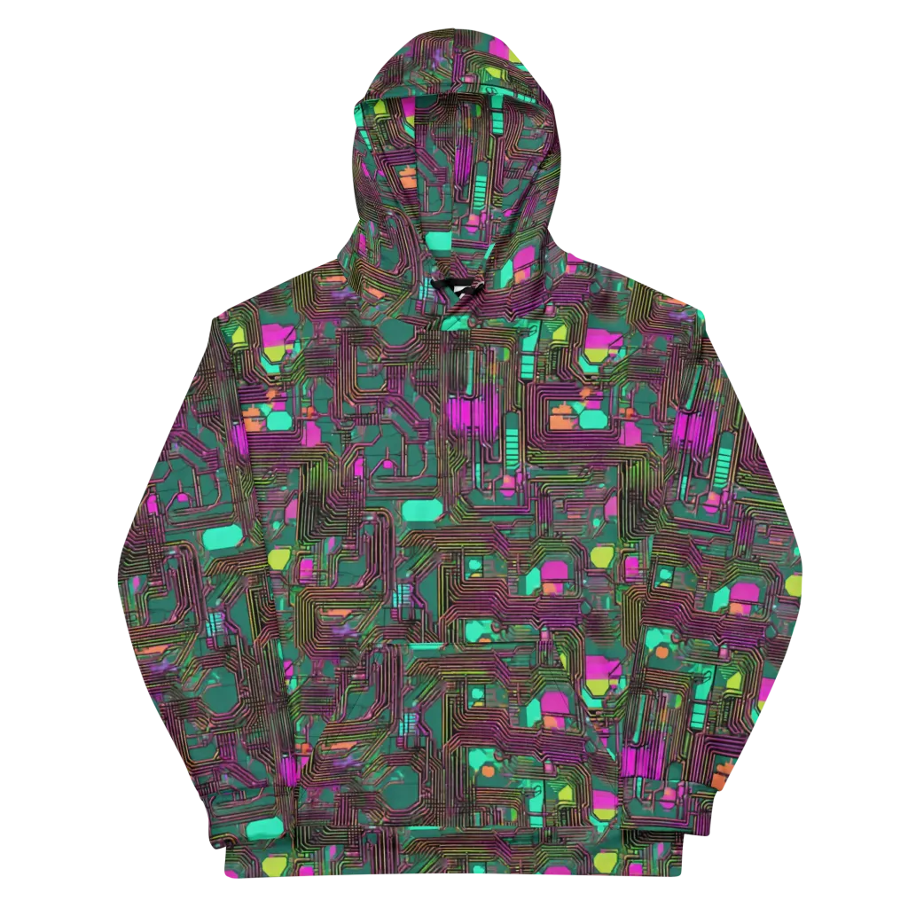 Neon Circuit on Cotton Hoodie — Front