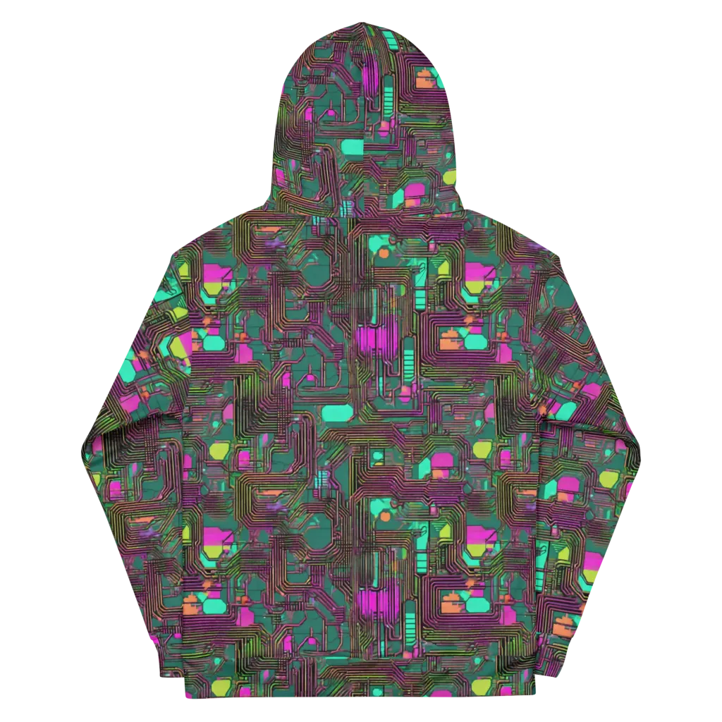 Neon Circuit on Cotton Hoodie — Back