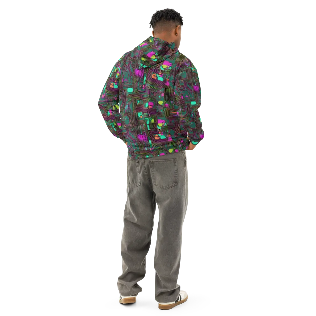 Neon Circuit on Cotton Hoodie — Back