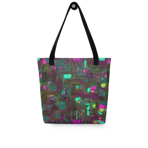 Neon Circuit on a Tote Bag