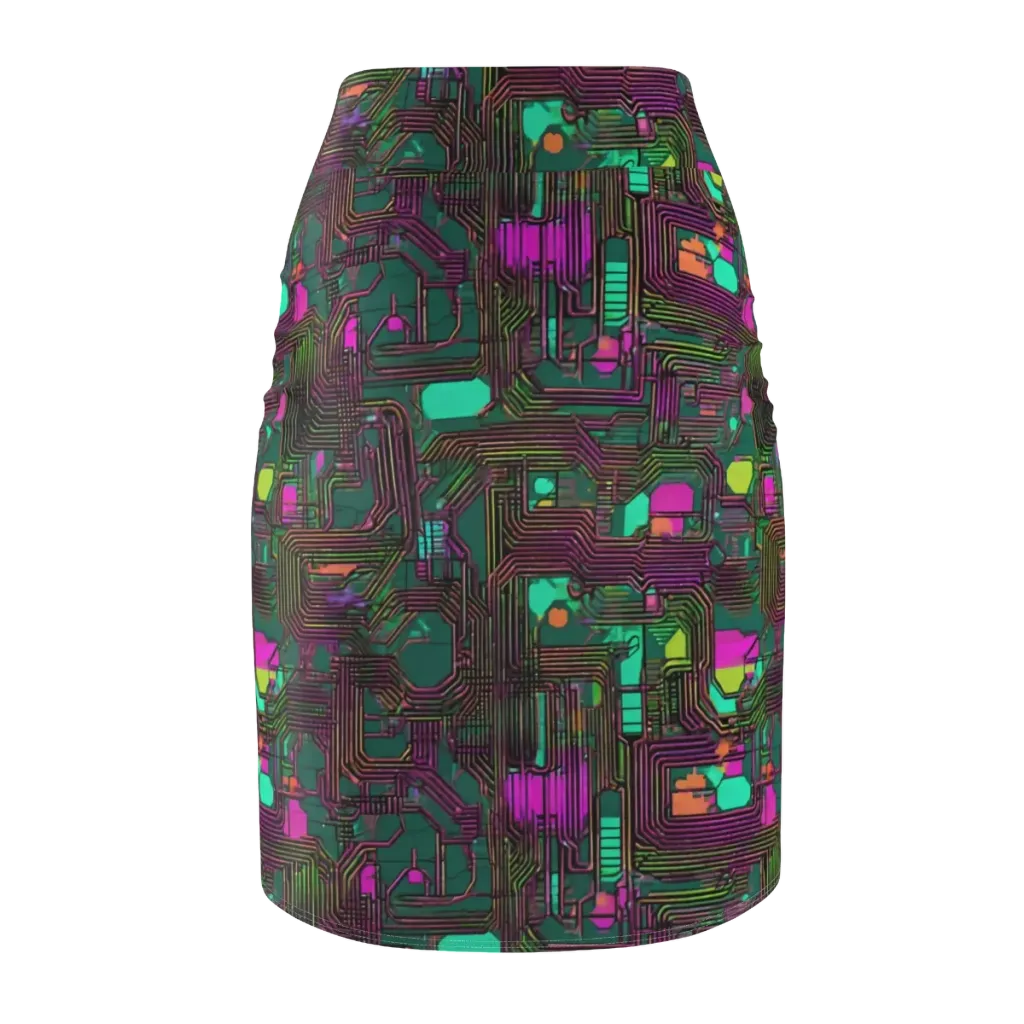 Neon Circuit on Pencil Skirt — Back