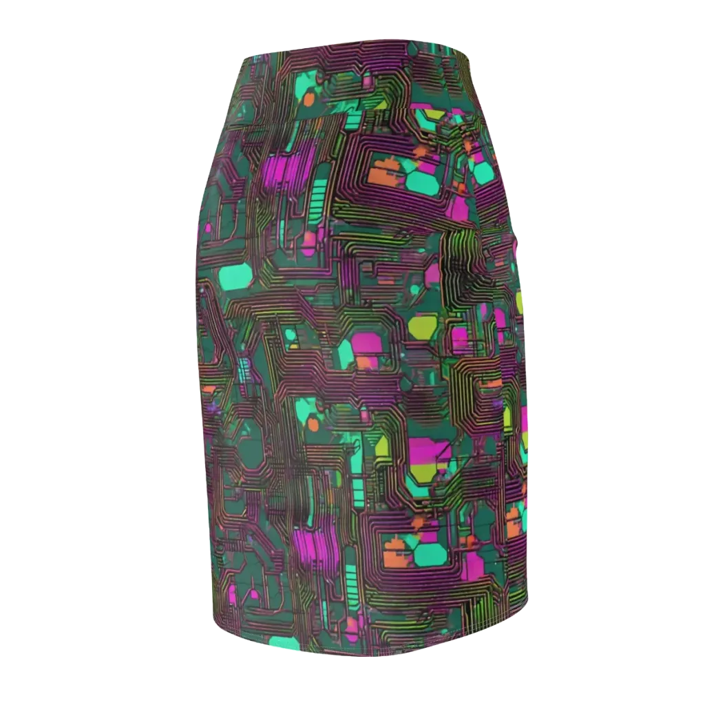 Neon Circuit on Pencil Skirt — Back Side