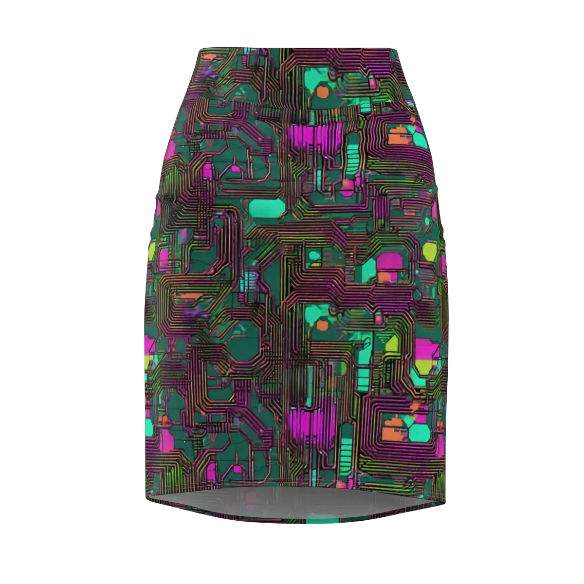 Neon Circuit on Pencil Skirt — Front