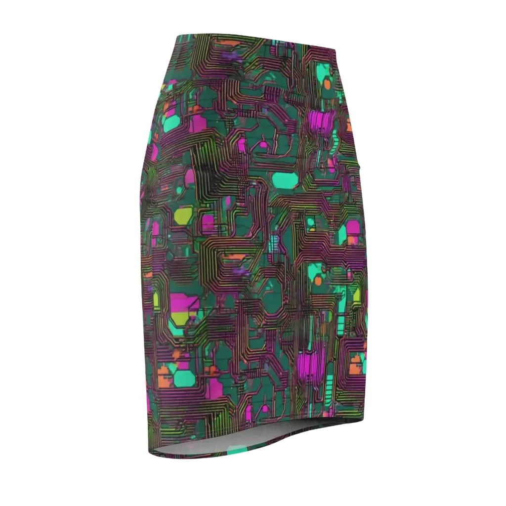 Neon Circuit on Pencil Skirt — Front Side