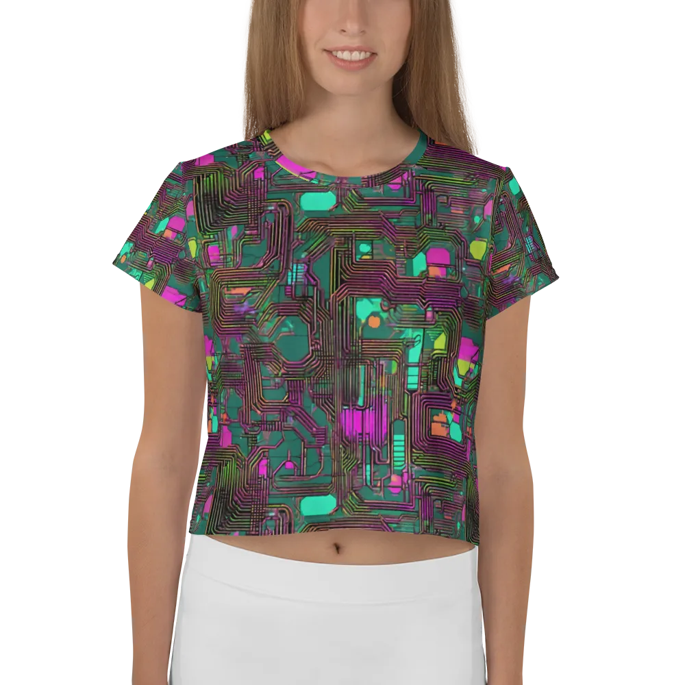 Neon Circuit on Crop Tee — Front