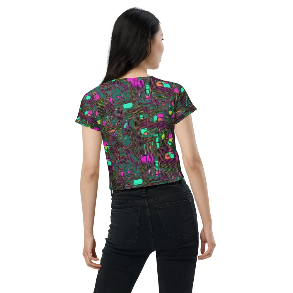 Neon Circuit on Crop Tee — Back