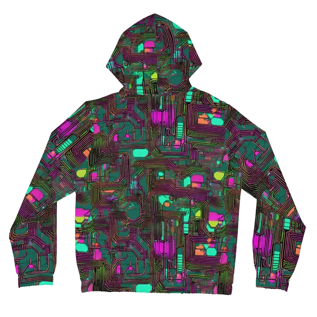 Neon Circuit on Women's Full-Zip Hoodie — Back