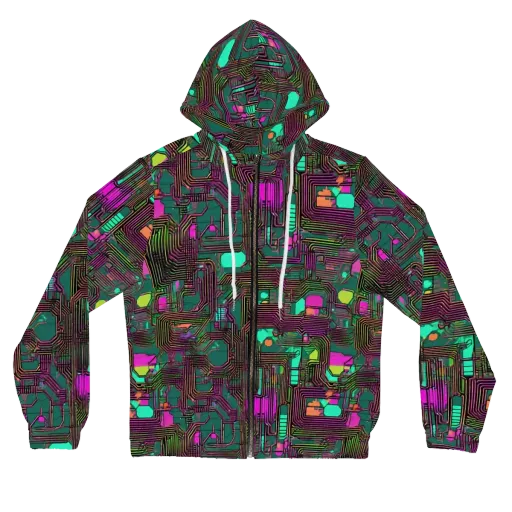 Neon Circuit on a Women's Full-Zip Hoodie