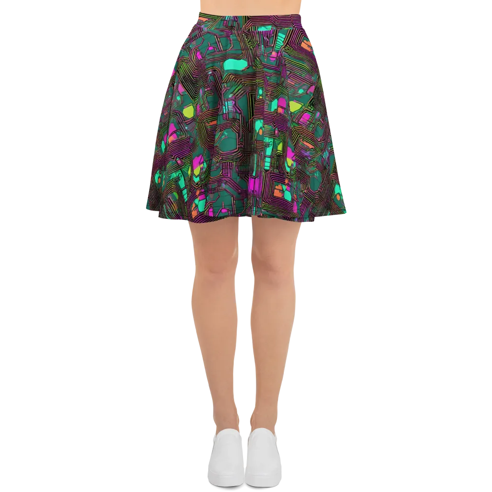 Neon Circuit on Skater Skirt — Front