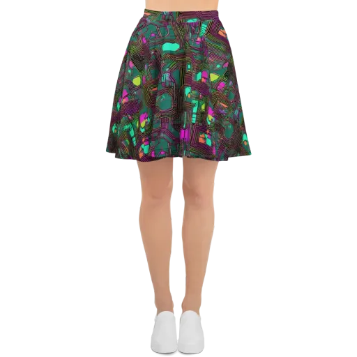 Neon Circuit on a Skater Skirt