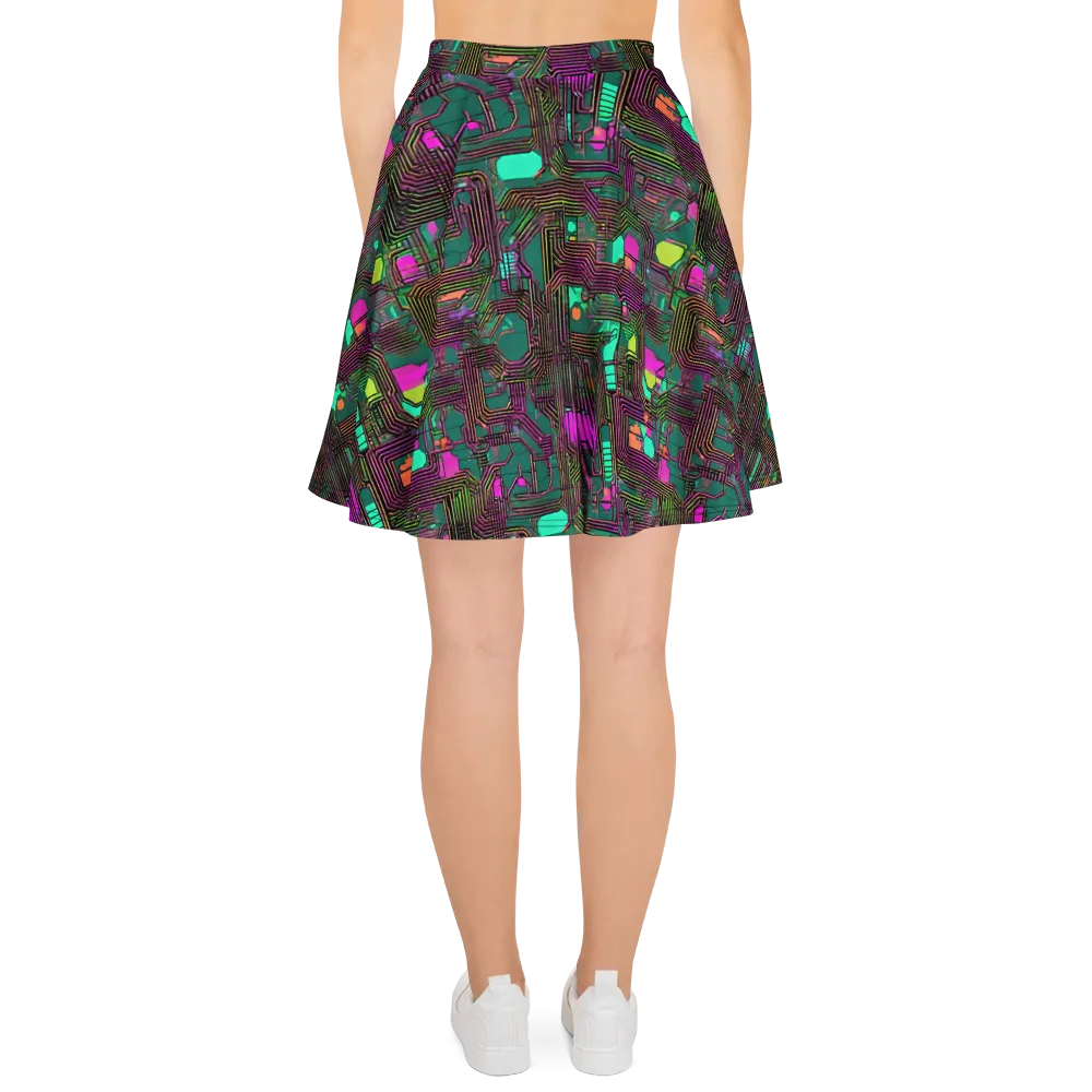 Neon Circuit on Skater Skirt — Back