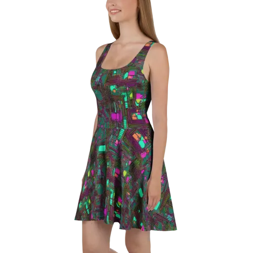 Neon Circuit on a Skater Dress