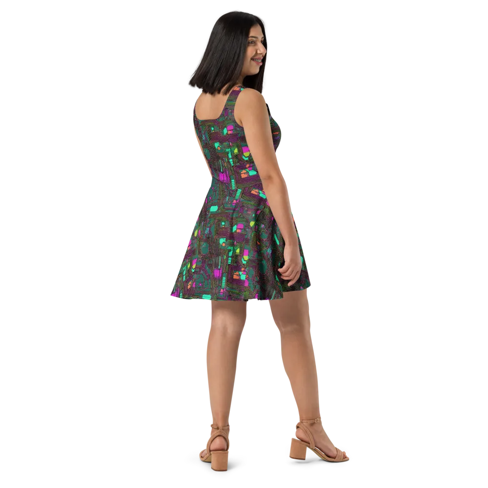 Neon Circuit on Skater Dress — Right