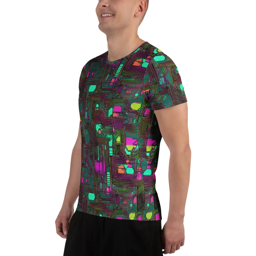 Neon Circuit on Men's Athletic T-Shirt — Left