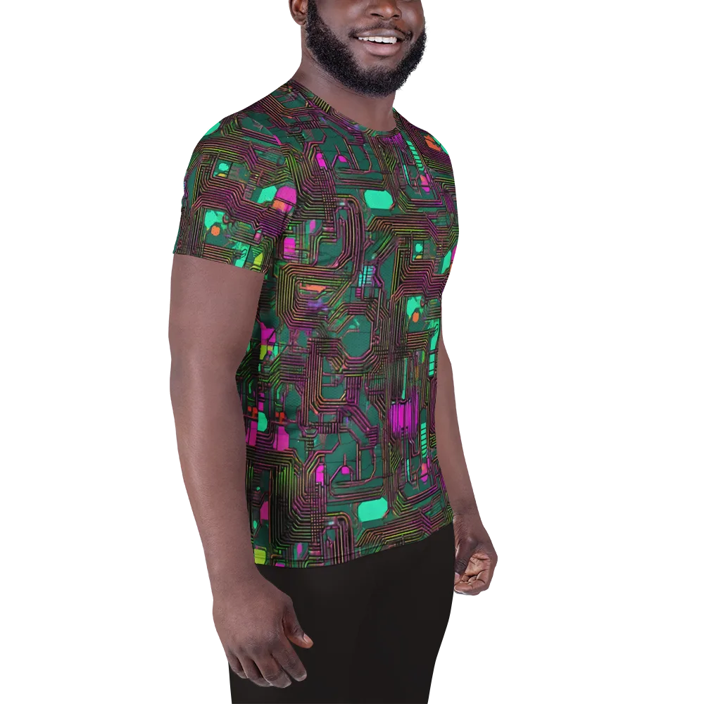 Neon Circuit on Men's Athletic T-Shirt — Right