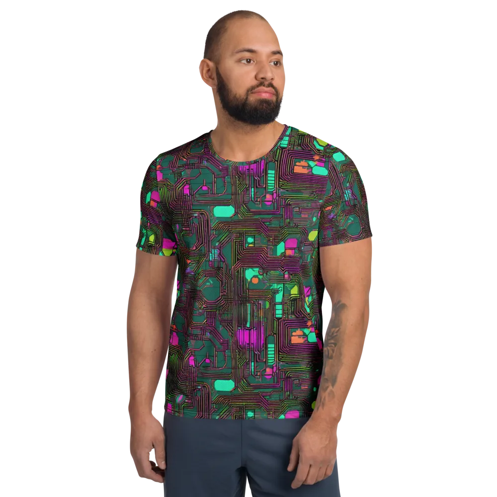 Neon Circuit on Men's Athletic T-Shirt — Front