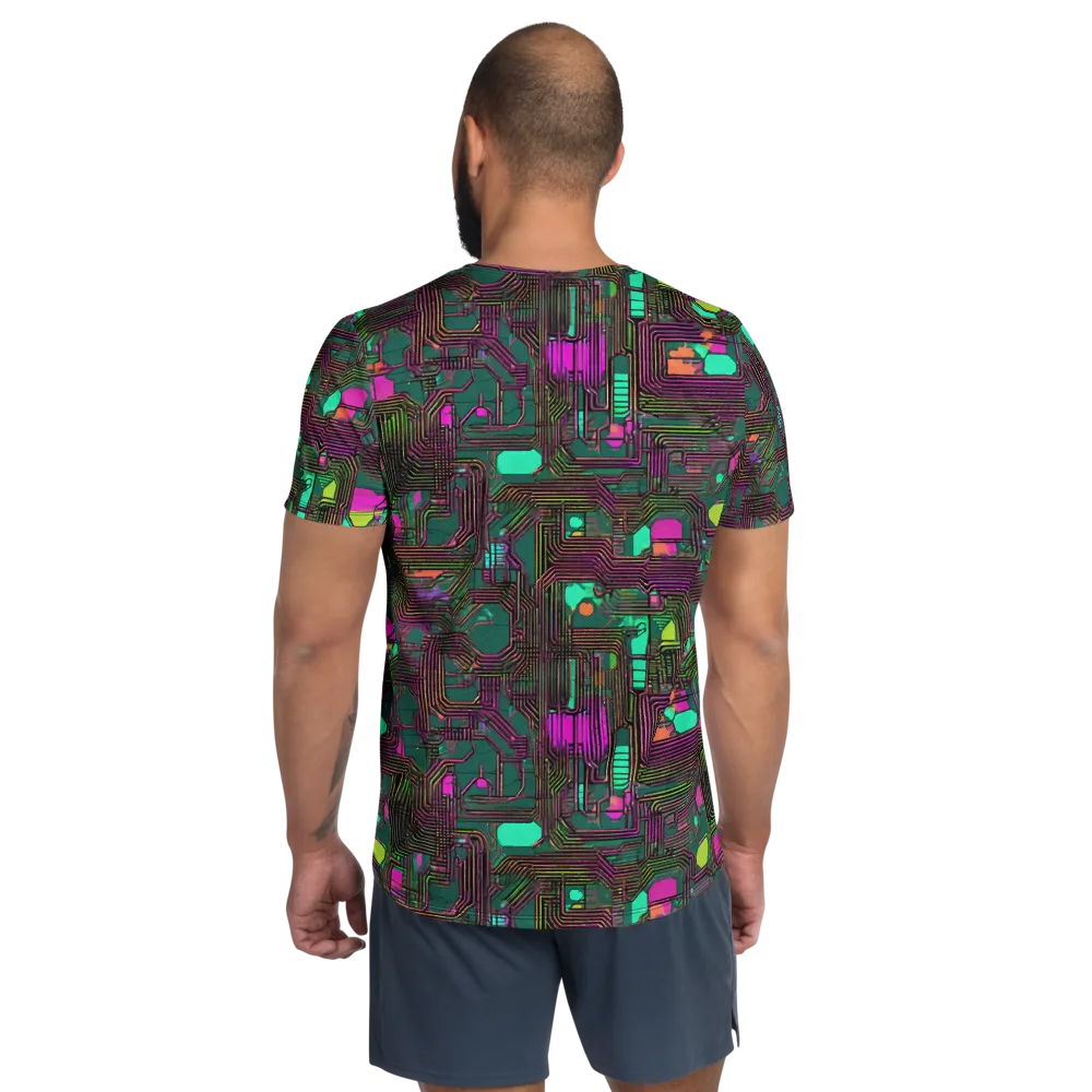 Neon Circuit on Men's Athletic T-Shirt — Back