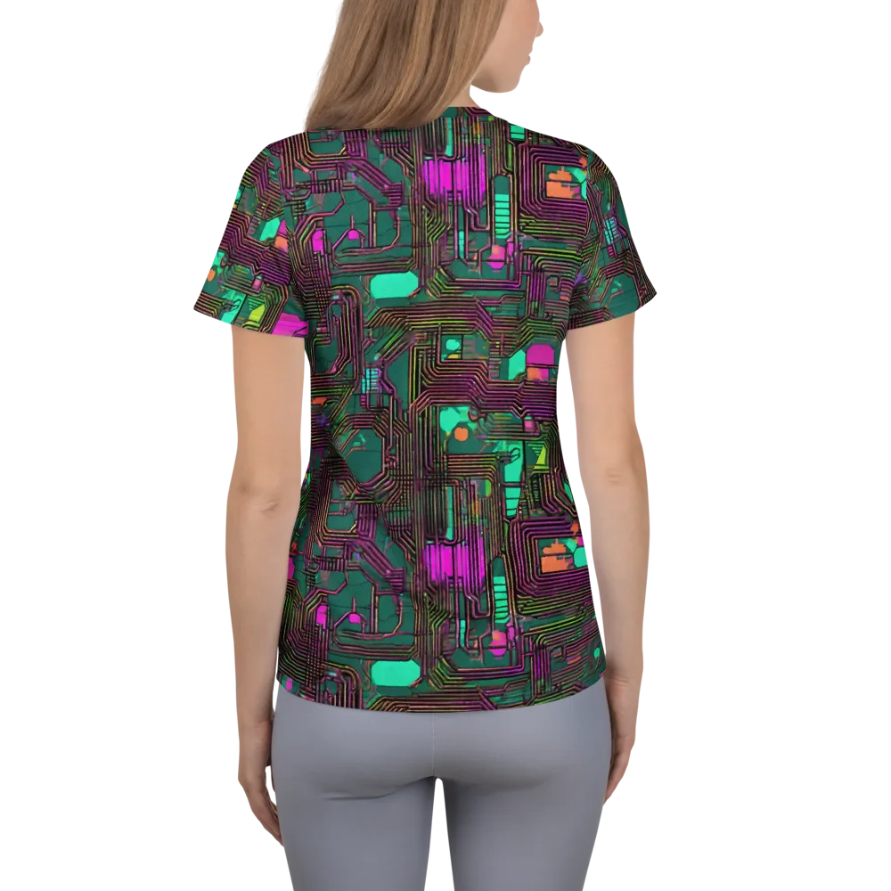 Neon Circuit on Women's Athletic T-Shirt — Back