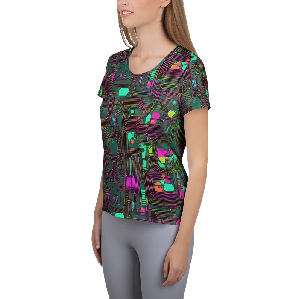 Neon Circuit on Women's Athletic T-Shirt — Left