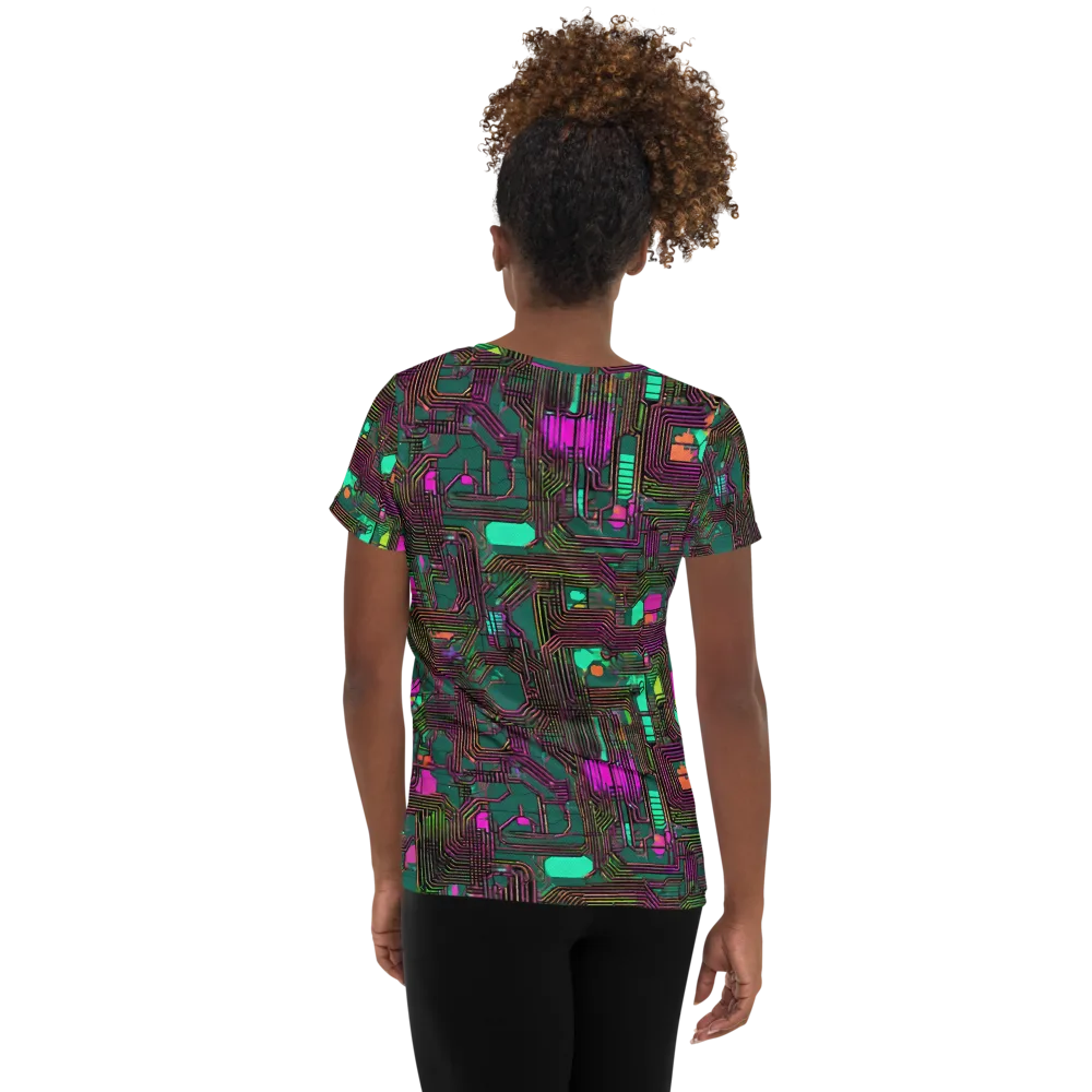 Neon Circuit on Women's Athletic T-Shirt — Back
