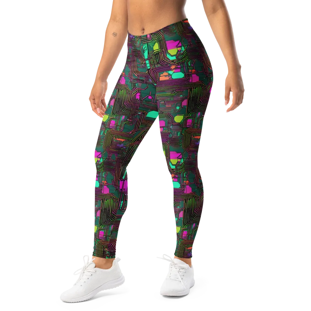 Neon Circuit on Leggings — Left Front