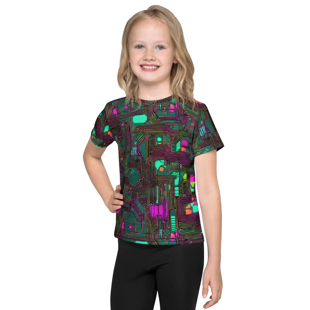 Neon Circuit on Kids Crew Neck T-Shirt — Front
