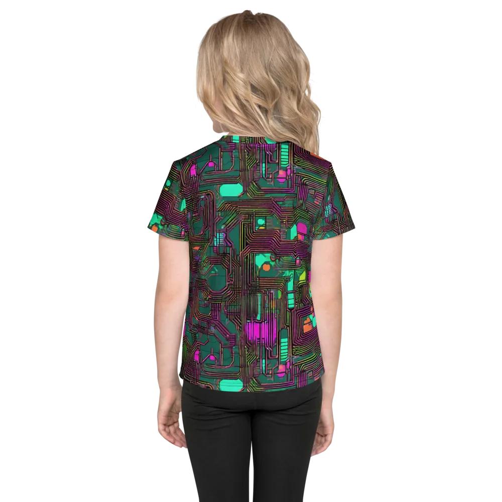 Neon Circuit on Kids Crew Neck T-Shirt — Back