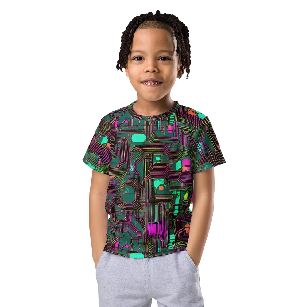 Neon Circuit on Kids Crew Neck T-Shirt — Front