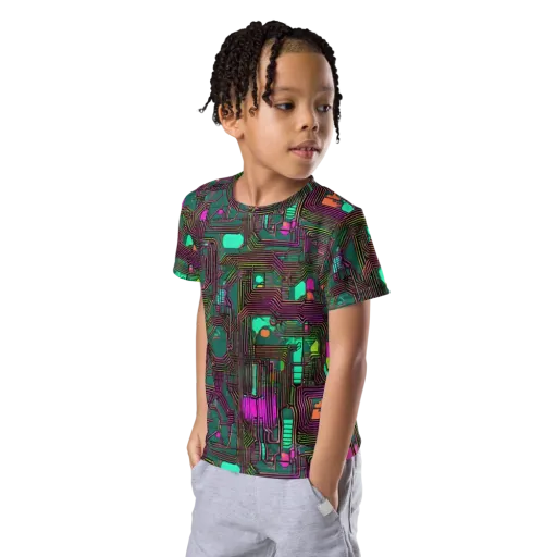 Neon Circuit on a Kids Crew Neck T-Shirt