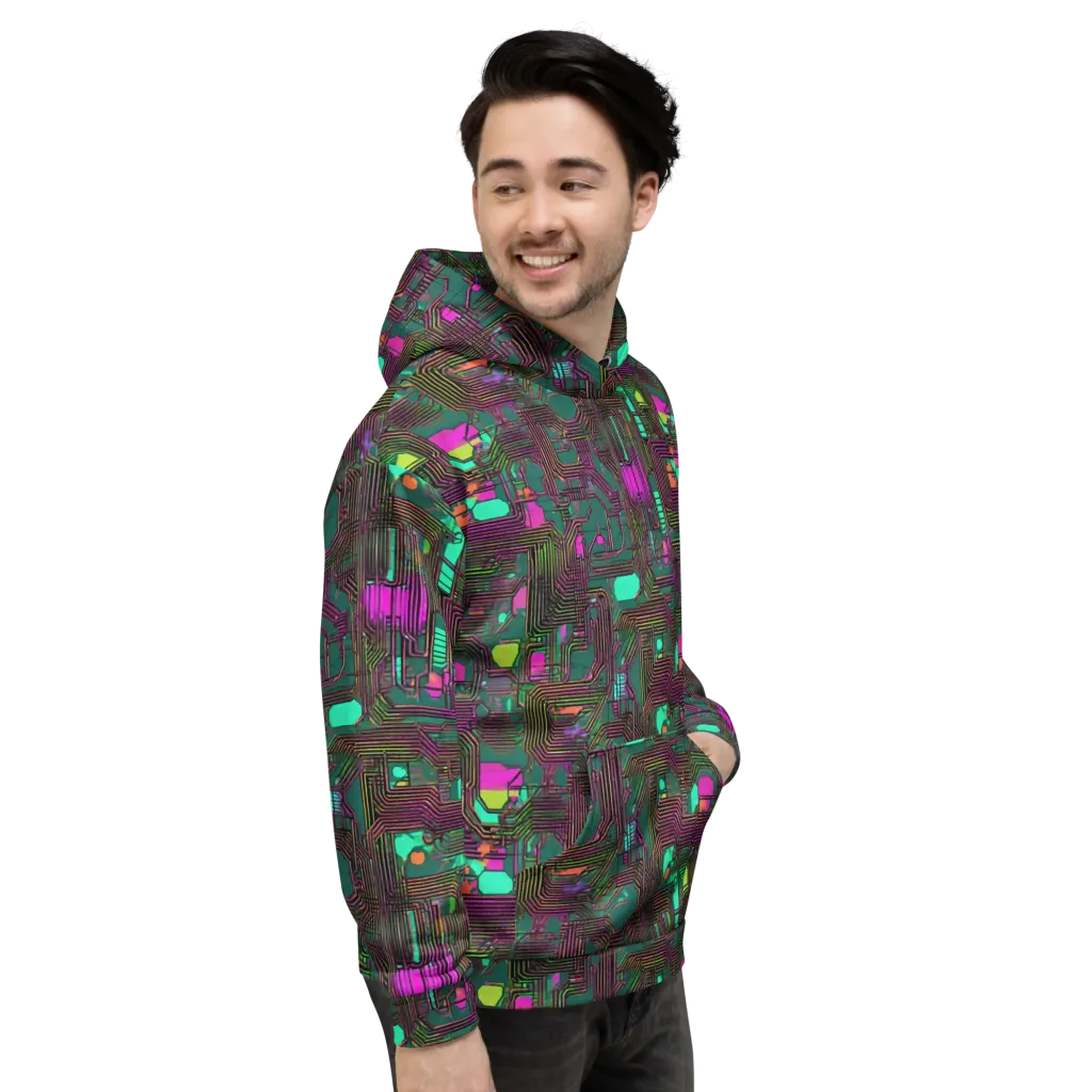 Neon Circuit on Hoodie — Right