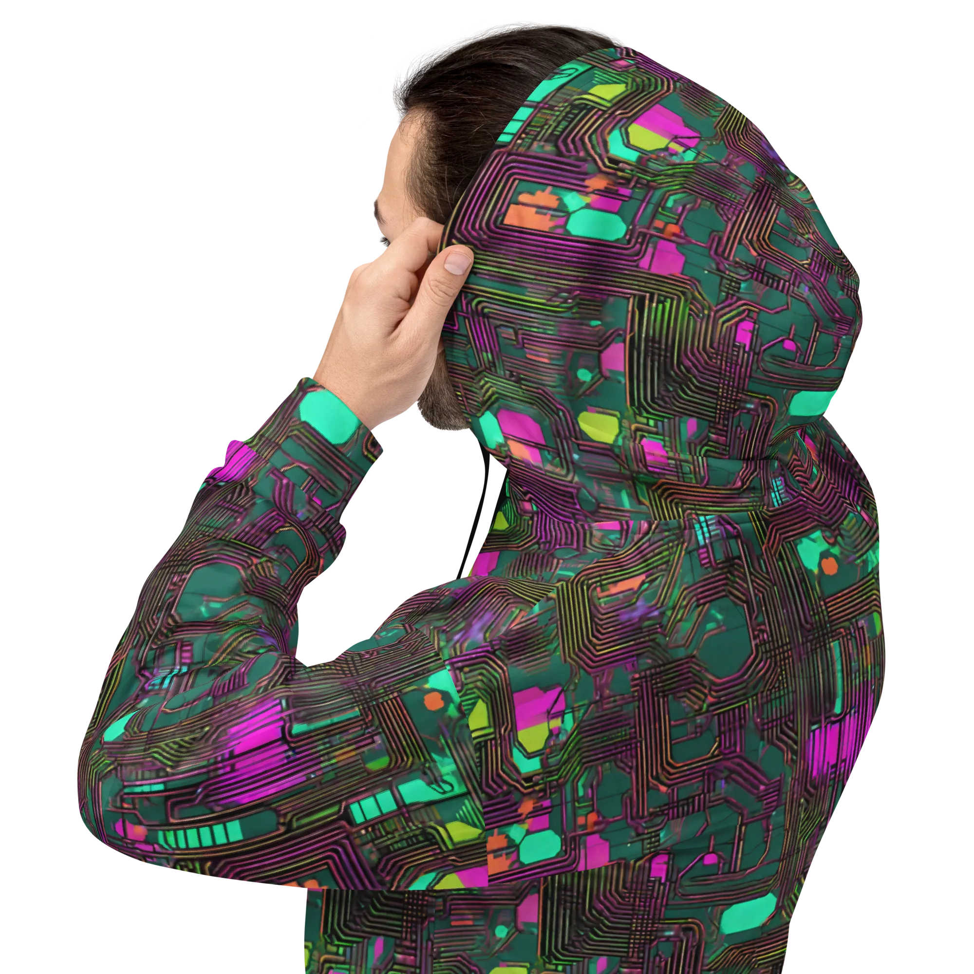 Neon Circuit on Hoodie — Back