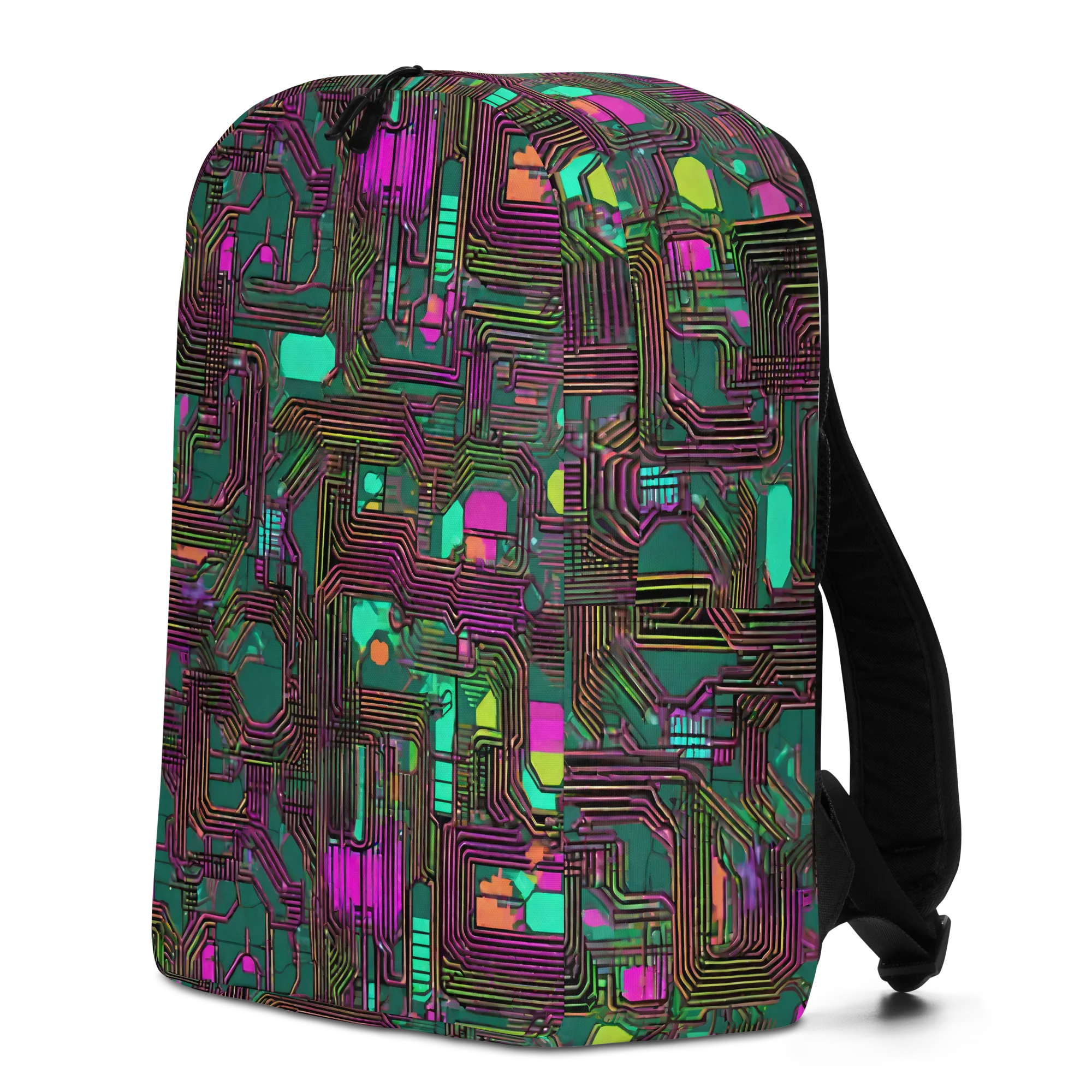 Neon Circuit on Minimalist Backpack — Left
