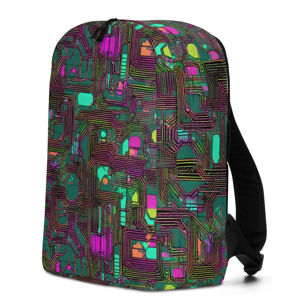 Neon Circuit on Minimalist Backpack — Left