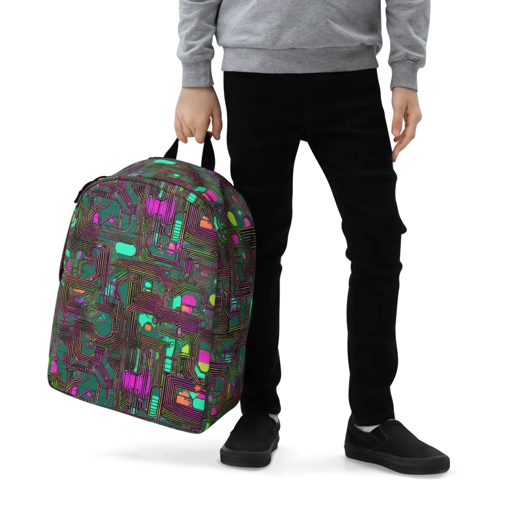 Neon Circuit on Minimalist Backpack — Zoomed-in