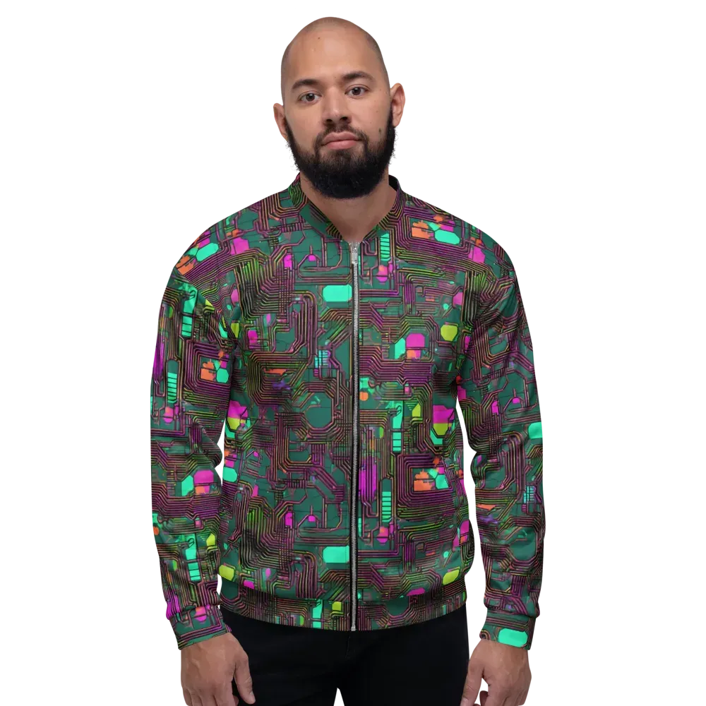 Neon Circuit on Bomber Jacket — Front