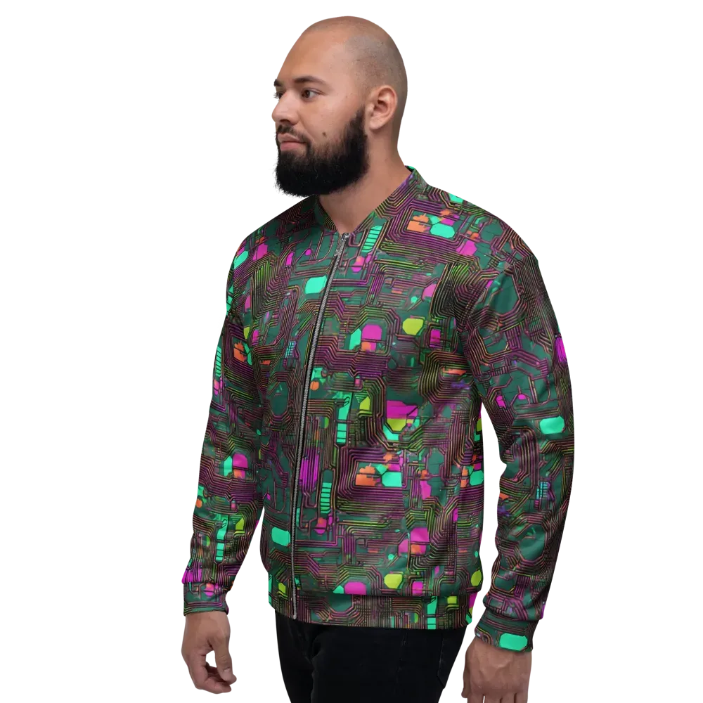 Neon Circuit on Bomber Jacket — Left