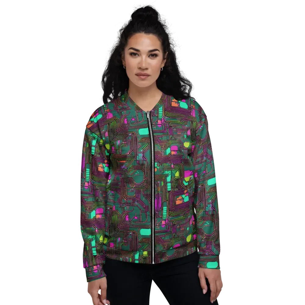 Neon Circuit on Bomber Jacket — Front