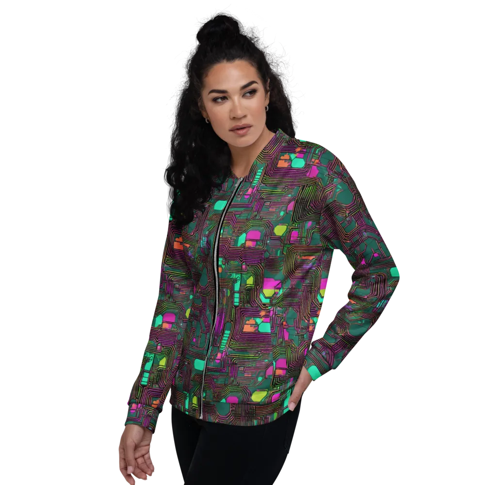 Neon Circuit on Bomber Jacket — Left
